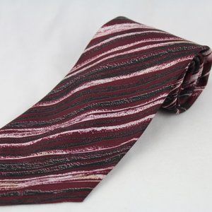 Italian All Silk Handmade Men's Tie Necktie Purple Cream Stripe Vintage
